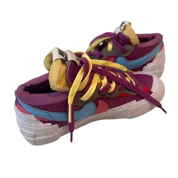 Nike‎ x Sacai Blazer Low Purple Yellow Sneakers Fashion Designer Shoes - Picture 3 of 12